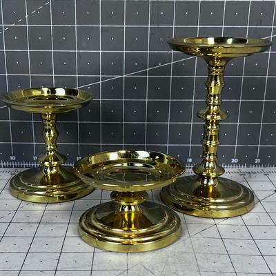 3 Solid Brass Candle Sticks