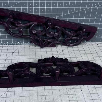 2 Carved Wood Coat Rack Pieces