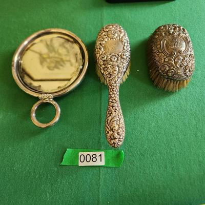 Vintage Sterling Hand Brushes and Mirror