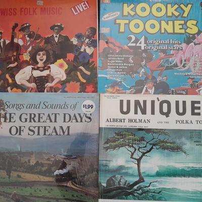 4 LP Albums - Swiss Folk Music - Kooky Tunes - The great days of steam - and Unique