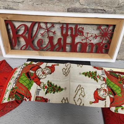 Christmas decor lot #14- blessed sign