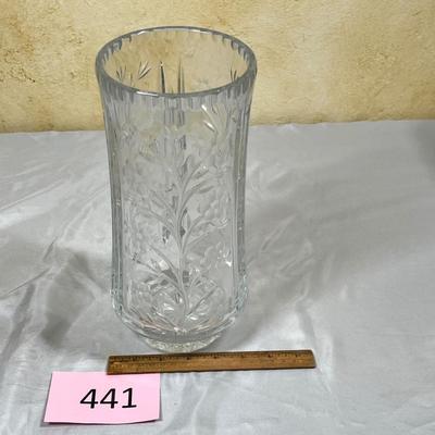 Etched crystal vase