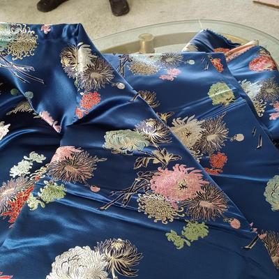 blue kimono silk fabric
