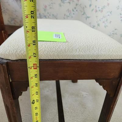 Vintage Upholstered Wood Stool Bench