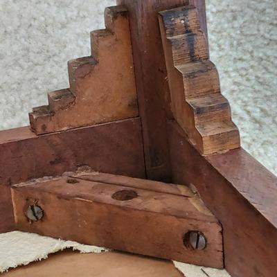 Vintage Upholstered Wood Stool Bench