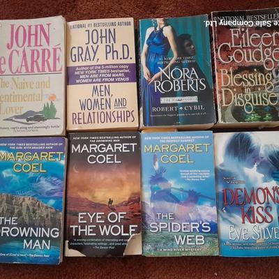 Variety of mostly romance books - Margaret Coel - Nora Roberts - Eve Silver and more