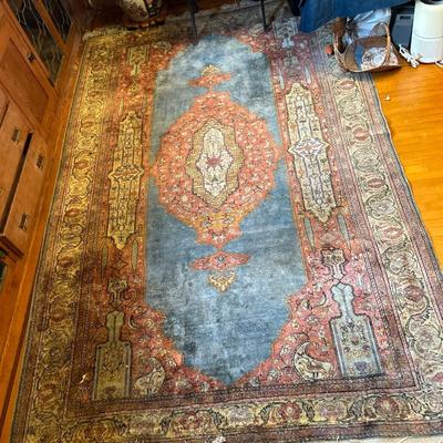 Vegetable Dye Antique Kerman Large Persian Rug Handmade Wool Carpet