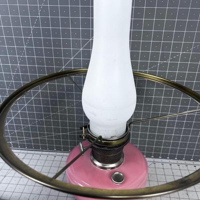 Antique Aladdin Lamp with Hand Painted Glass Shade