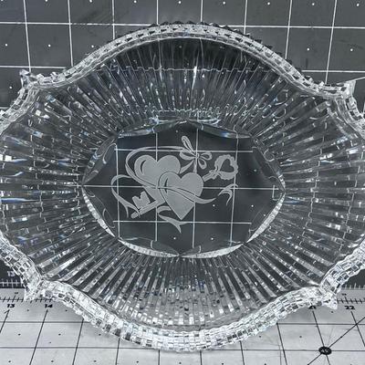 Lead Crystal Anniversary Dish, Etched!  