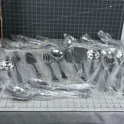 GIANT Reed & Barton Stainless Steel Full SERVING Utensil Set Arlington Pattern.