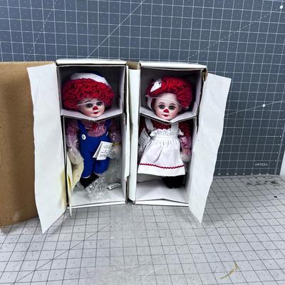 2 Marie Osmond Dolls Titled Twins, Look like Raggedy Ann & Andy