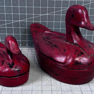 Red Lacquer Duck Boxes, CUTE! New 