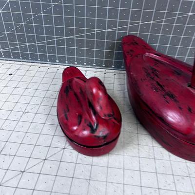 Red Lacquer Duck Boxes, CUTE! New 