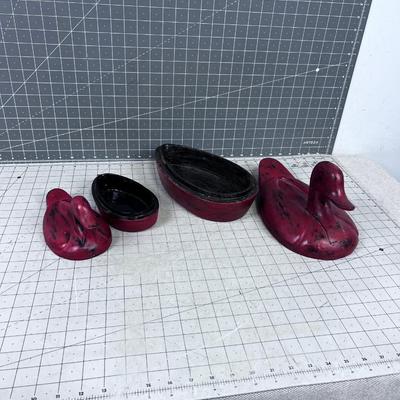 Red Lacquer Duck Boxes, CUTE! New 
