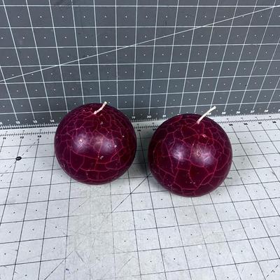 Decorative Scented Candles (2) Ball Red