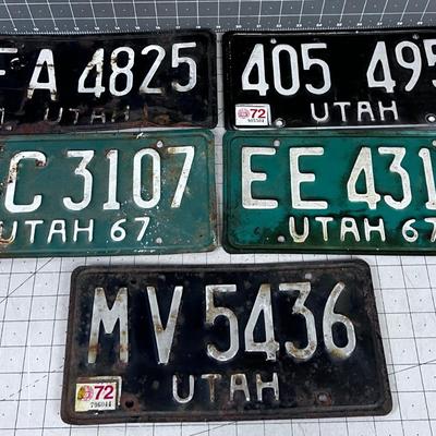 5 Vintage UTAH License Plates 
