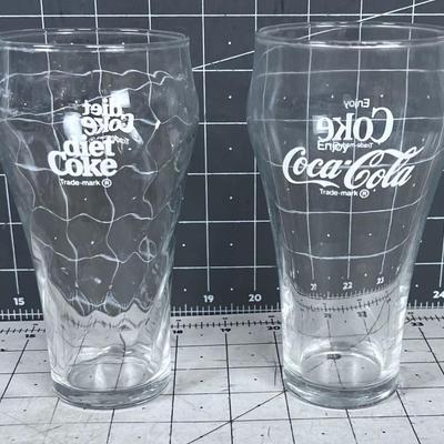 Soda Fountain Coke Glasses, Pair 