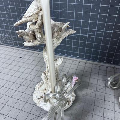 Pair of Resin Bird Lamps New 