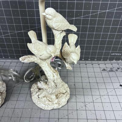 Pair of Resin Bird Lamps New 