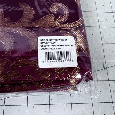 3 Packages of Red & Gold WATERFORD NAPKINS 12Total 