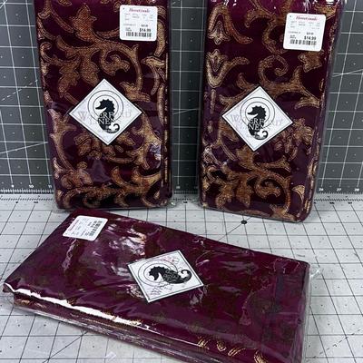 3 Packages of Red & Gold WATERFORD NAPKINS 12Total 