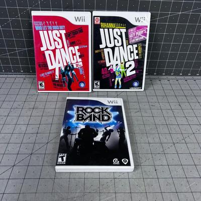 Wii  Games: ( 3)  Just Dance and Rock Band 