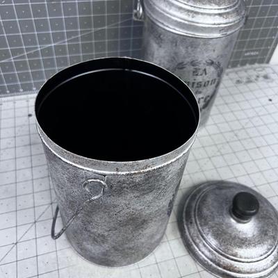 2 Decorative Metal Buckets with Handle 