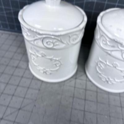 2 Small Canister Jars with Lids 