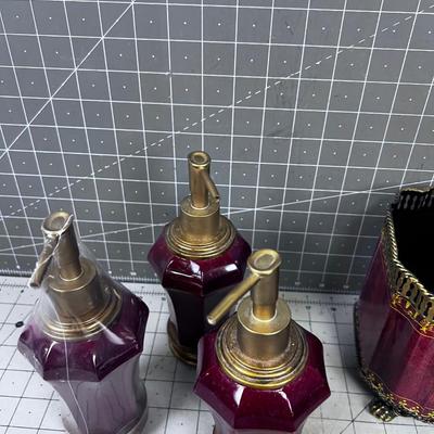 Bathroom DÃ©cor / Dispensers Dark Red and Gold FANCY 