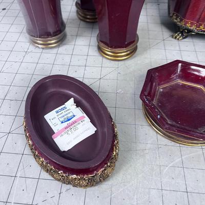 Bathroom DÃ©cor / Dispensers Dark Red and Gold FANCY 