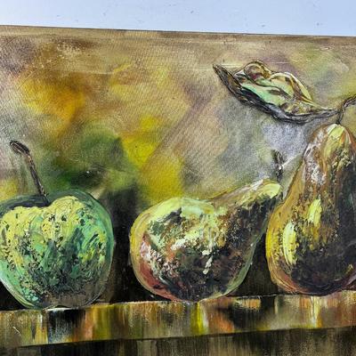 LARGE CANVAS Oil Painting Still Life PEARS & Apples.  