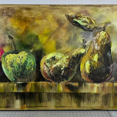 LARGE CANVAS Oil Painting Still Life PEARS & Apples.  