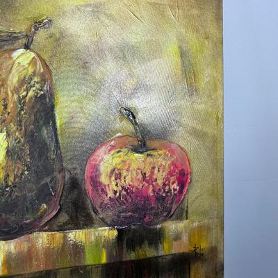 LARGE CANVAS Oil Painting Still Life PEARS & Apples.  