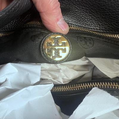 Tory Burch BLACK Leather & Gold Chain 