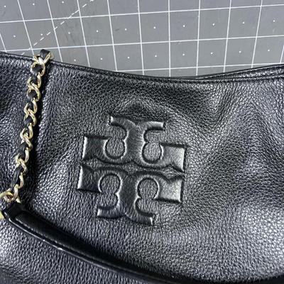Tory Burch BLACK Leather & Gold Chain 