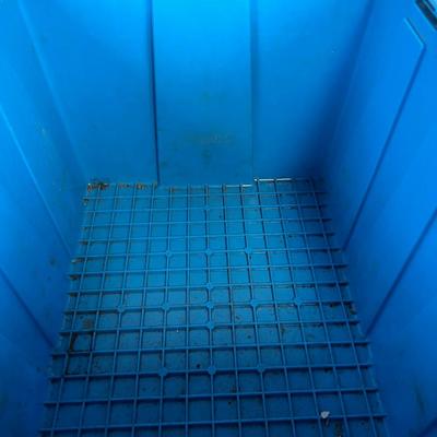 (3) Heavy Duty TOTES with attached Lids. Blue 