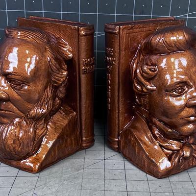 Brigham Young & Joseph Smith Ceramic Book Ends 