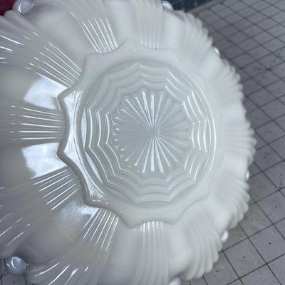 EASTER SPECIAL! Gold Rimmed Milk Glass Deviled Egg Serving Tray 