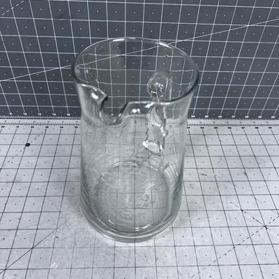 Neat Etched Glass Floral Water Pitcher