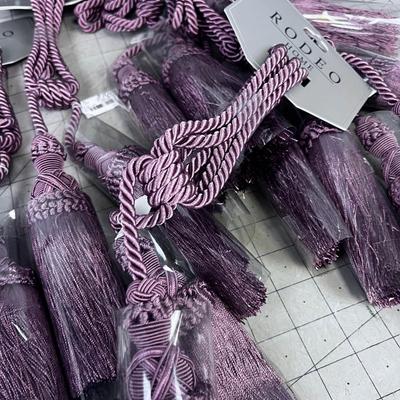 7 Curtain Tie Backs MAUVE / Lavender Color
