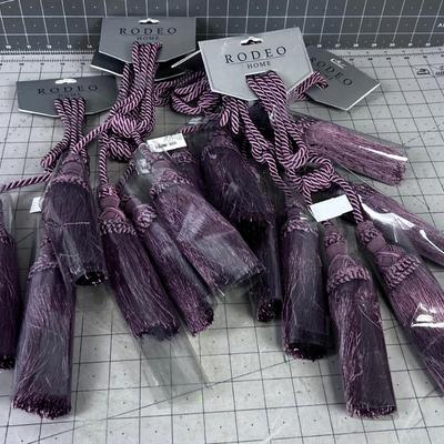 7 Curtain Tie Backs MAUVE / Lavender Color