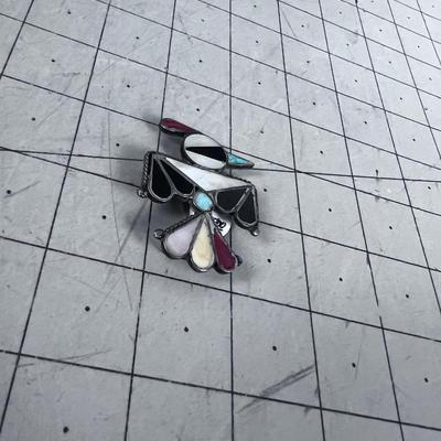 Thunderbird Inlay Mother of Pearl, Turquoise, Coral, Bolo Tie NEAT!!!