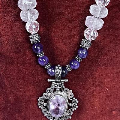 Amethyst And Clear Quarts Marked 925