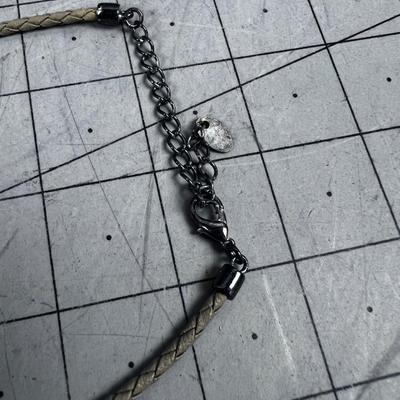 Manufactured Stone. On Leather Like Necklace