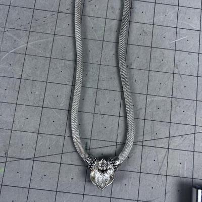 925 Silver Necklace, Very Cool Chain and Heart Shape Sort of 