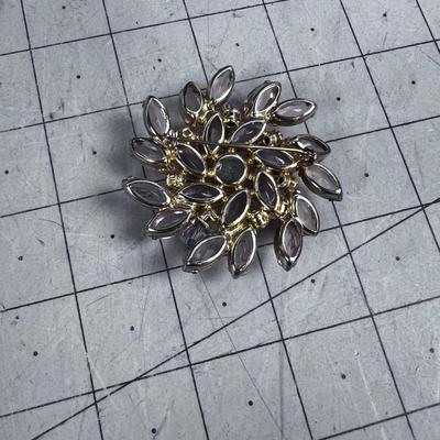 Vintage Pink Rhinestone Brooch