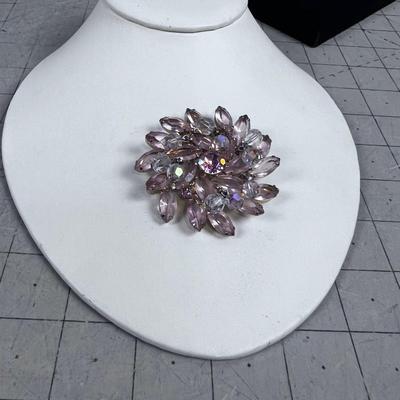 Vintage Pink Rhinestone Brooch
