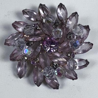 Vintage Pink Rhinestone Brooch