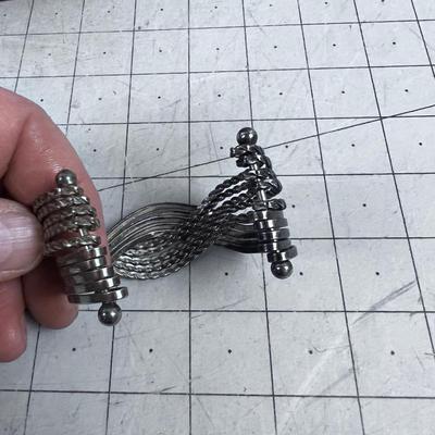 Unmarked Silver Bracelet Cuff - Mixed Rope and Flat Design