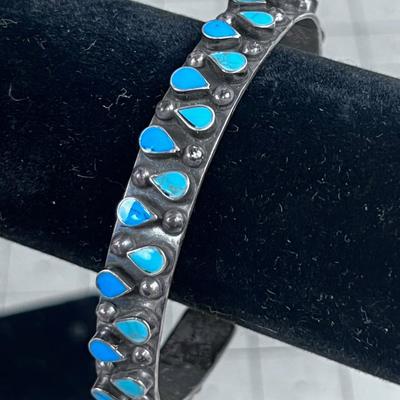 925 Silver Teardrop Turquoise Bracelet